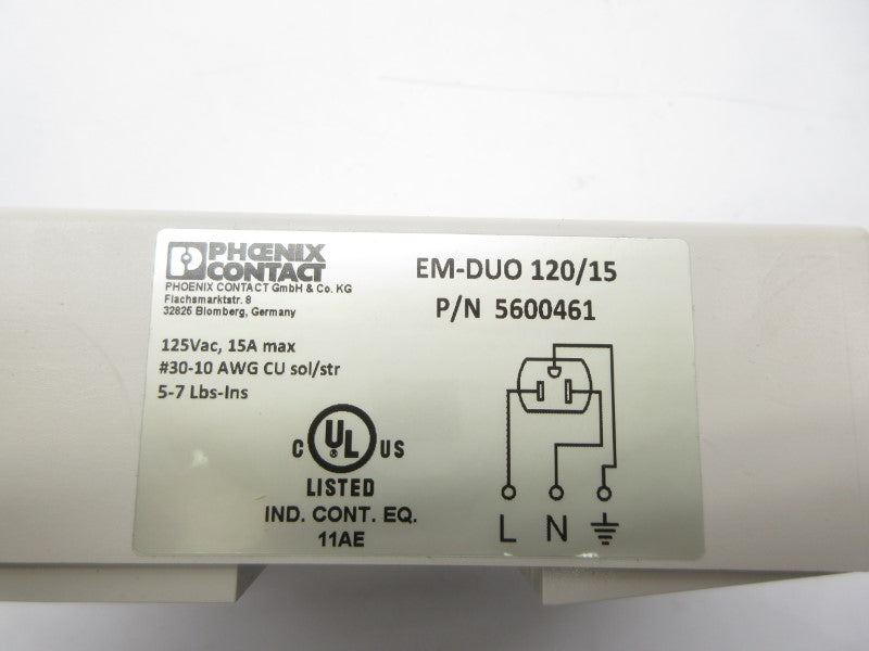 PHOENIX CONTACT EM-DUO120/15 5600461 125VAC 15A NSNP