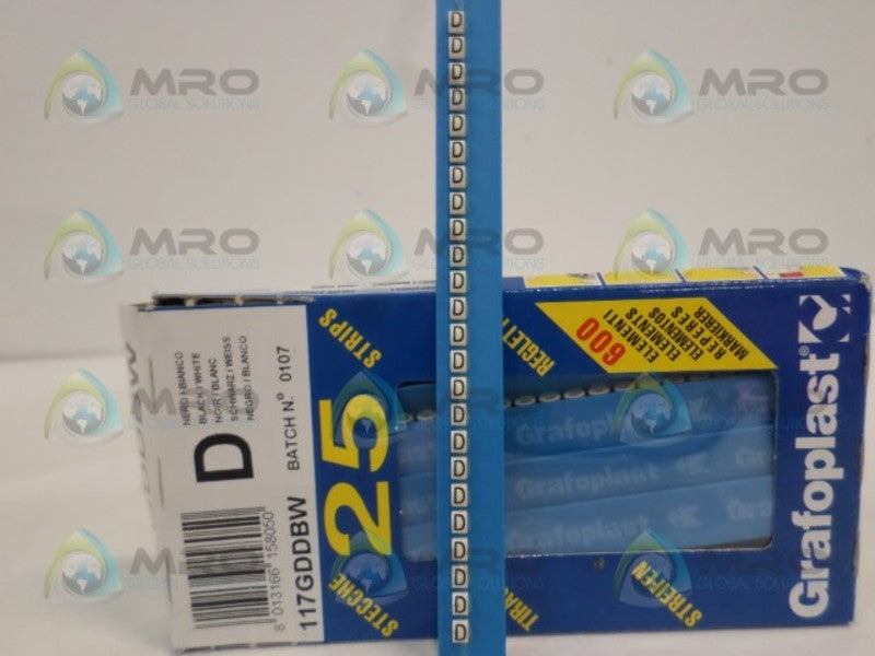 GRAFOPLAST 117GDDBW D" MARKER STRIPS (PKG OF 25)  NSMP