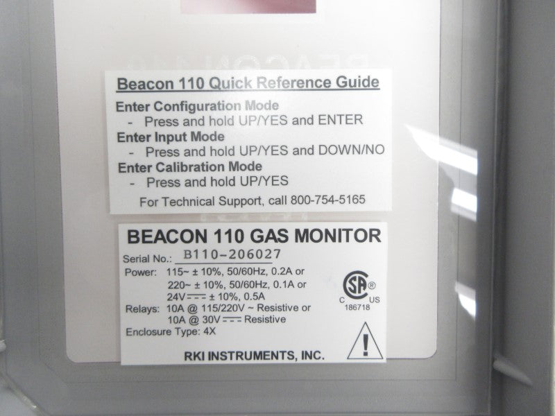 RKI INSTRUMENTS BEACON 110 115/220V 0.2/0.1A NSNP