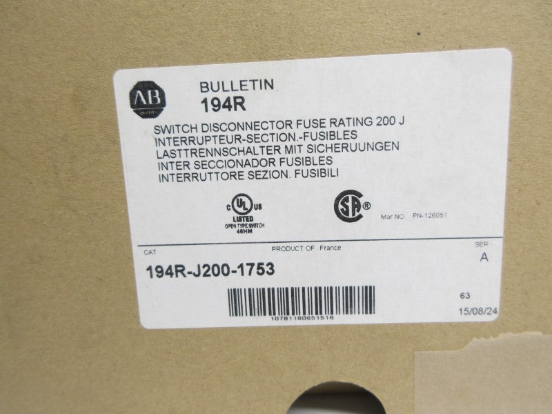 ALLEN BRADLEY 194R-J200-1753 SER. A (BR/WH) NSMP