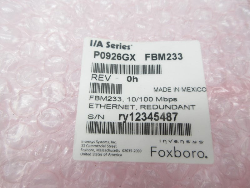 FOXBORO P0926GX FBM233 24VDC REV. 0H NSMP