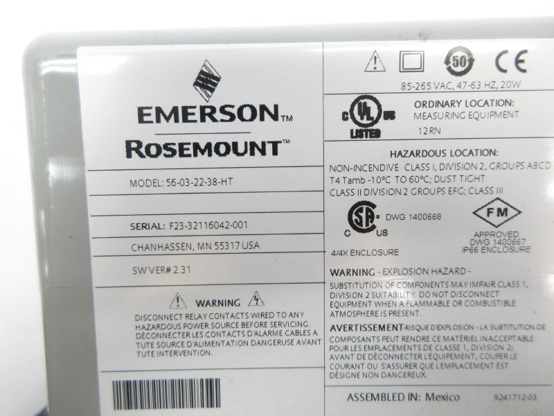 ROSEMOUNT 56-03-22-38-HT 85-265VAC NSNP