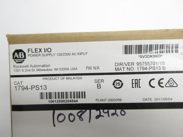 ALLEN BRADLEY 1794-PS13 SER. B 120/230VAC 0.6/0.42A NSMP