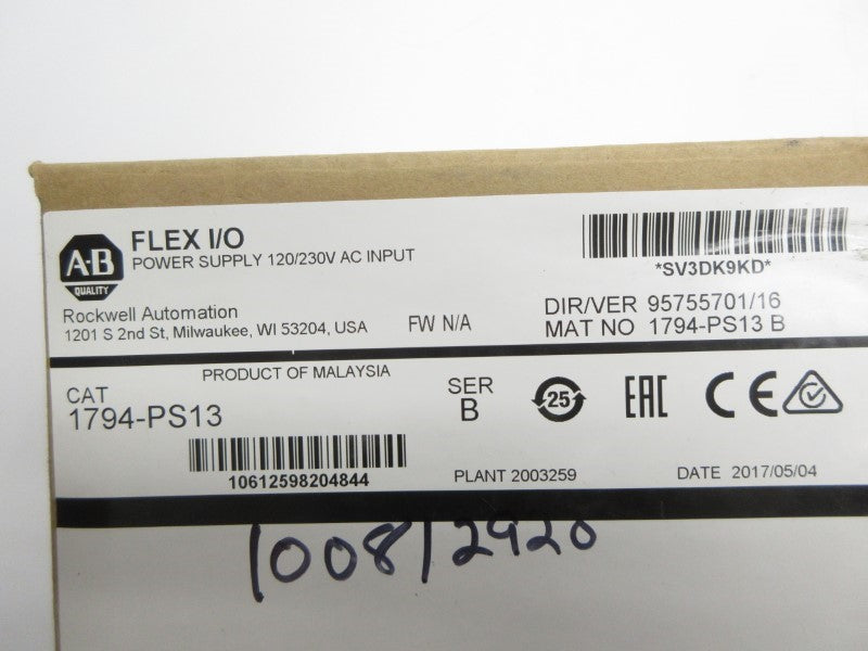 ALLEN BRADLEY 1794-PS13 SER. B 120/230VAC 0.6/0.42A NSMP