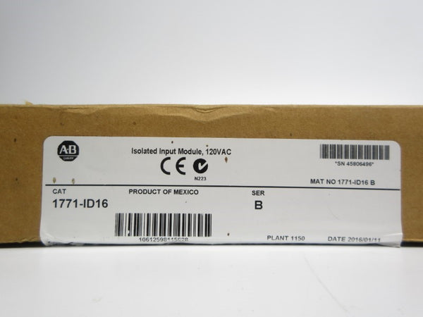 ALLEN BRADLEY 1771-ID16 SER. B 120VDC/AC (NO TERMINAL) NSMP