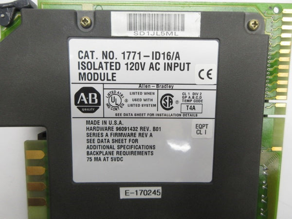 ALLEN BRADLEY 1771-ID16 SER. A 120VAC REV. A NSNP