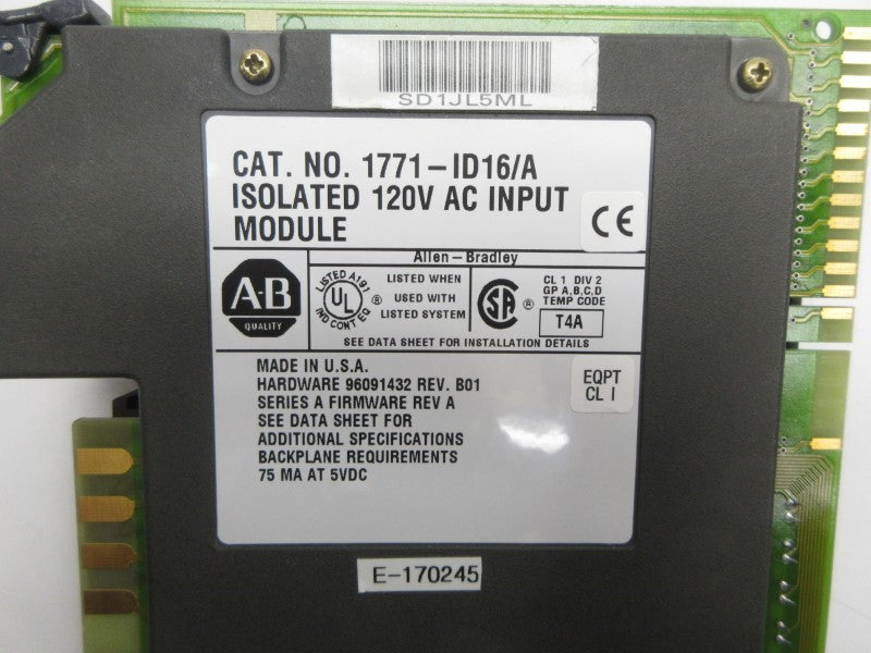 ALLEN BRADLEY 1771-ID16 SER. A 120VAC REV. A NSNP