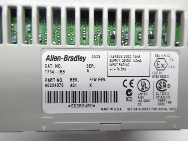 ALLEN BRADLEY 1794-IR8 SER. A F/W K 24VDC REV. A01 NSNP