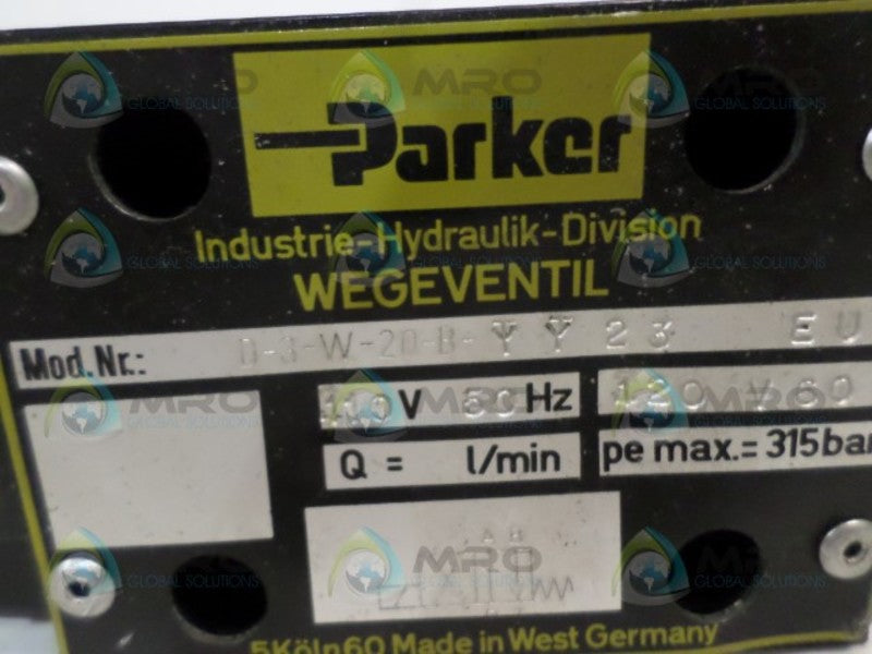 PARKER D-3-W-20-B-YY23 HYDRAULIC VALVE UNMP