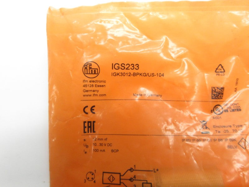 IFM EFECTOR IGS233 IGK3012-BPKG/US-104 10-30VDC NSMP