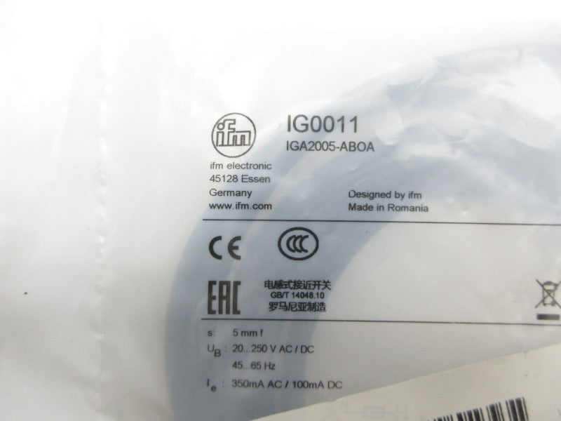 IFM EFECTOR IG0011 IGA2005-ABOA 20-250VAC NSMP