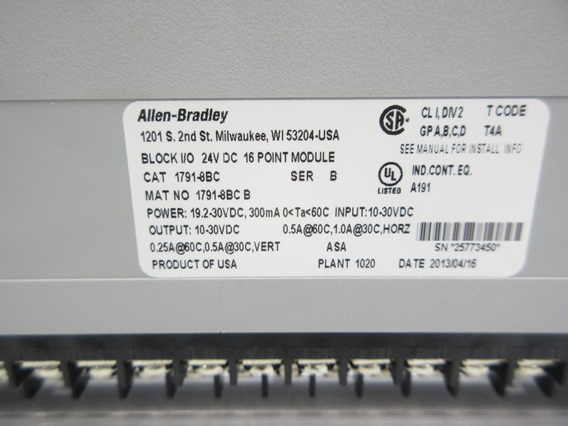 ALLEN BRADLEY 1791-8BC SER. B 10-30VDC NSNP