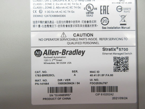 ALLEN BRADLEY 1783-BMS20CL SER. A NSNP