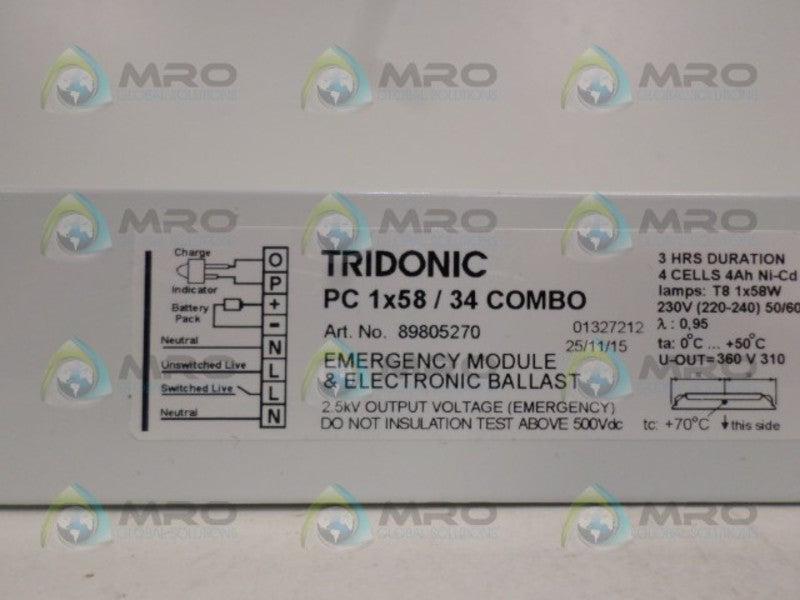 TRIDONIC 89805270 PC1X58/34 EMERGENCY MODULE & ELECTRONIC BALLAST NSNP