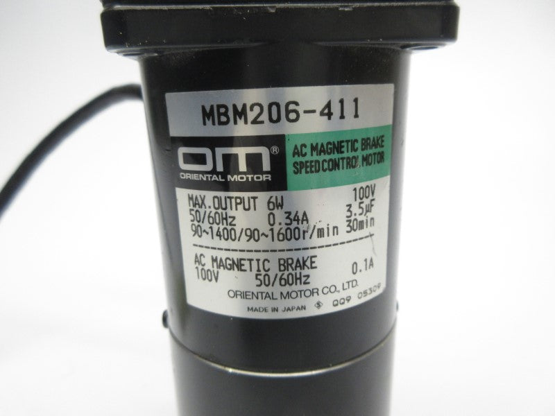 ORIENTAL MOTOR MBM206-411 W/ 2GN15K 100V 0.34A NSNP