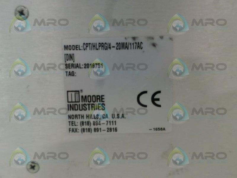 MOORE CPT/HLPRG/4-20MA/117AC SIGNAL ISOLATOR CONVERTER UNMP