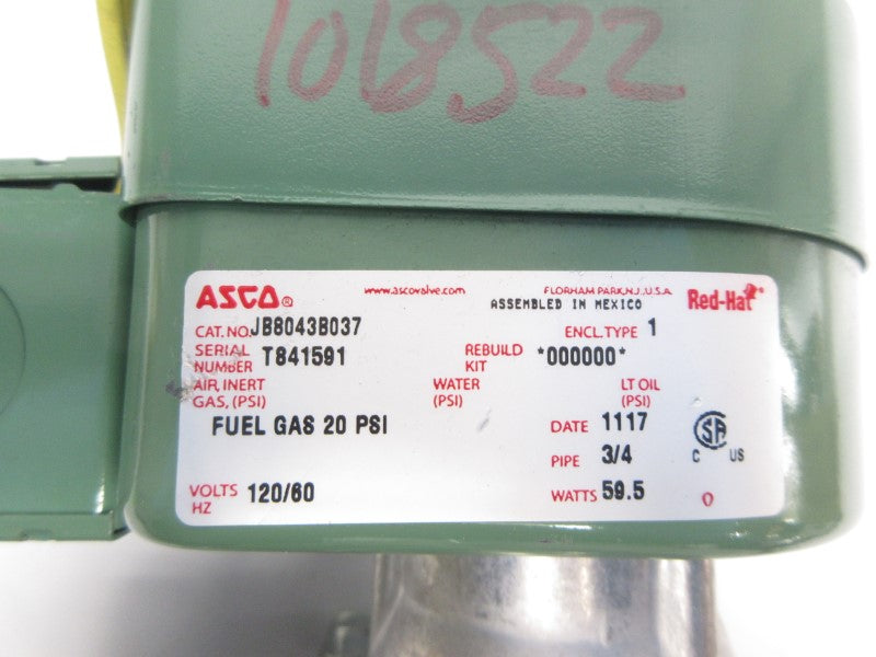ASCO JB8043B037 120V 20PSI 3/4" NSNP