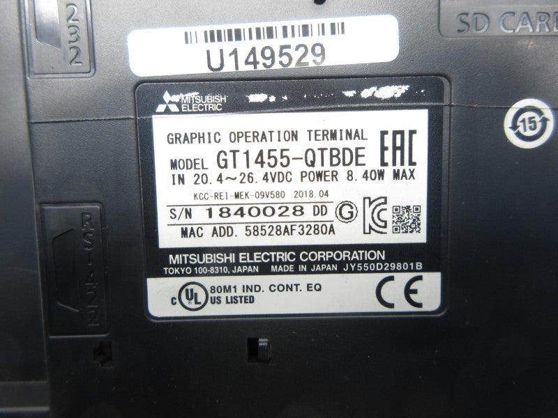 MITSUBISHI GT1455-QTBDE 20.4-26.4VDC NSNP