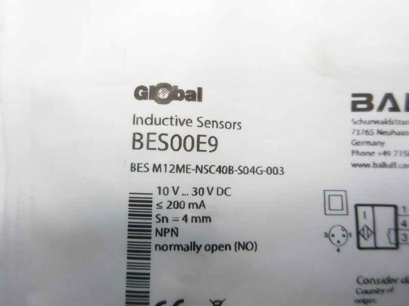 BALLUFF BESM12ME-NSC40B--S04G-003 BES00E9 10-30VDC NSMP