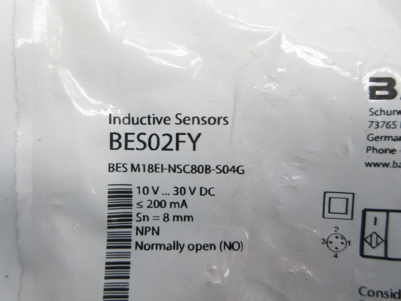 BALLUFF BESM18EI-NSC80B-S04G BES02FY 10-30VDC NSMP