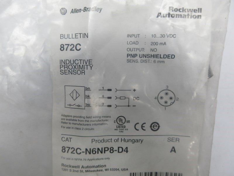 ALLEN BRADLEY 872C-N6NP8-D4 SER. A 10-30VDC NSMP