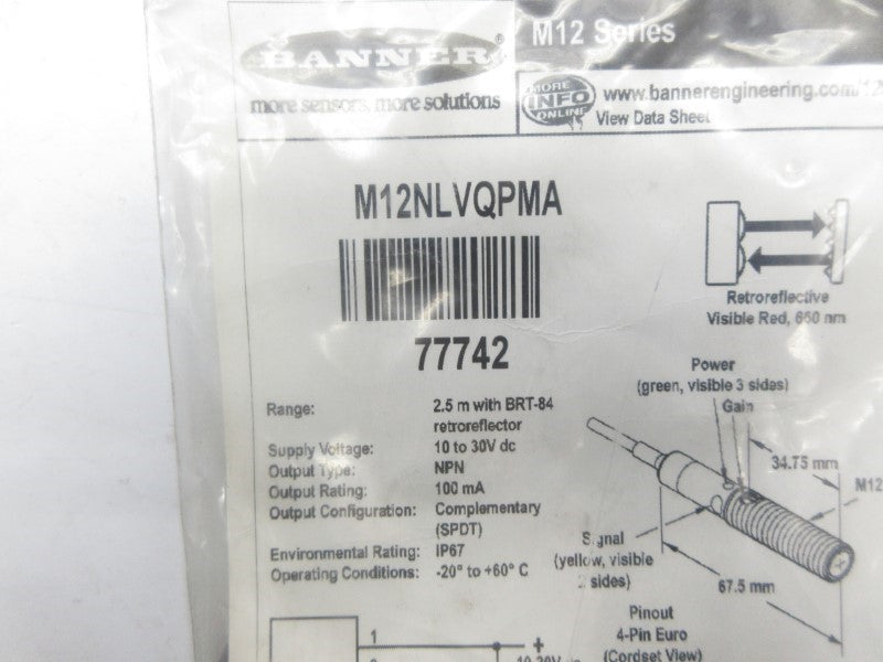 BANNER ENGINEERING M12NLVQPMA 77742 NSMP