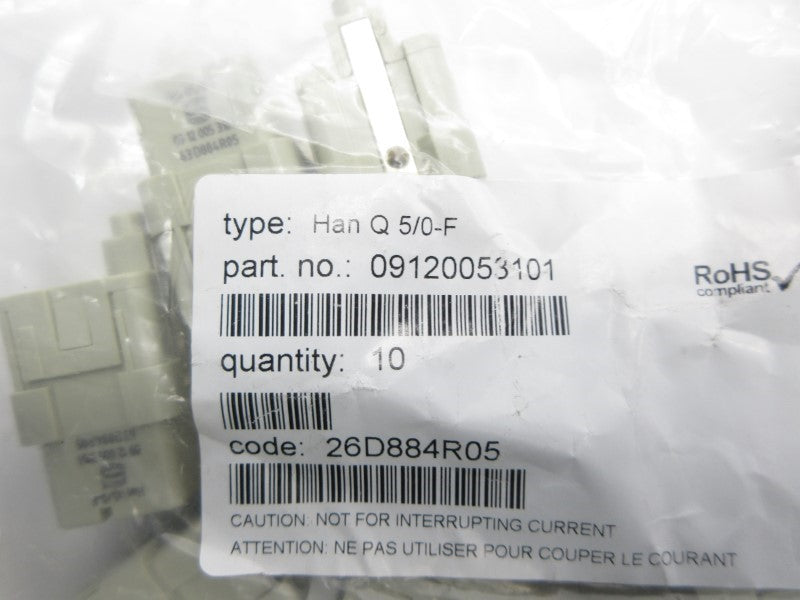 HARTING 09120053101 HANQ5/0-F (PKG OF 10) NSMP