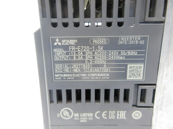 MITSUBISHI ELECTRIC FR-E720-1.5K 200-240VAC 13.0A NSNP