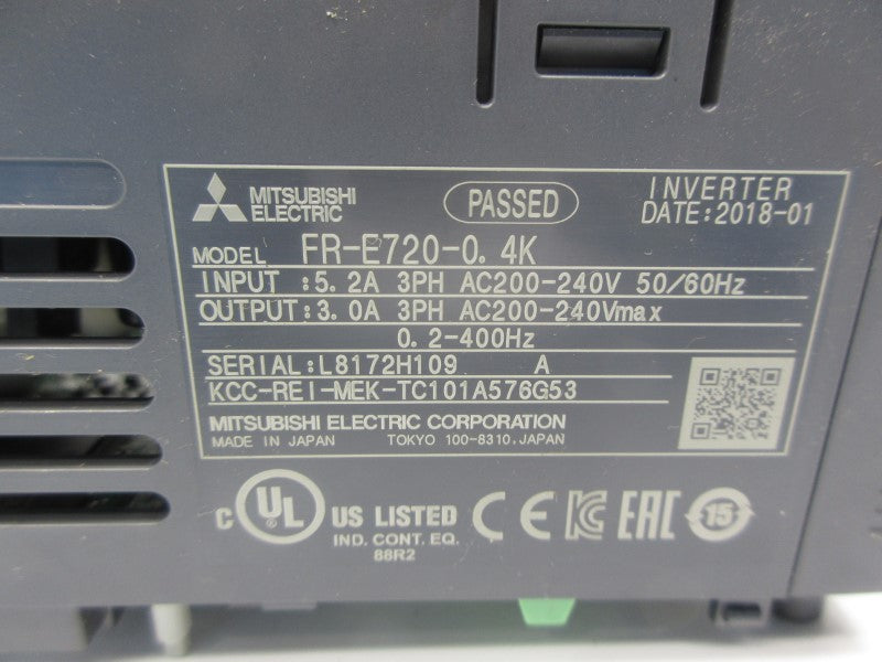 MITSUBISHI ELECTRIC FR-E720-0.4K 200-240VAC 5.2A (AS PICTURED) NSNP
