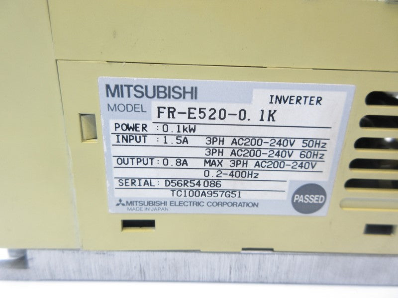 MITSUBISHI FR-E520-0.1K 200-240VAC 1.5A (NO DOOR) UNMP