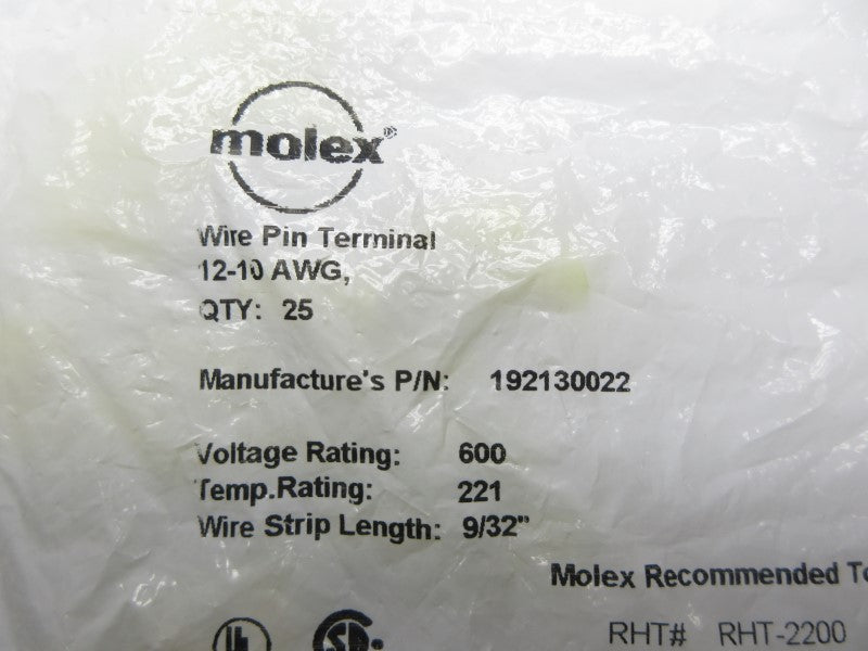 MOLEX 192130022 (PKG OF 25) NSMP