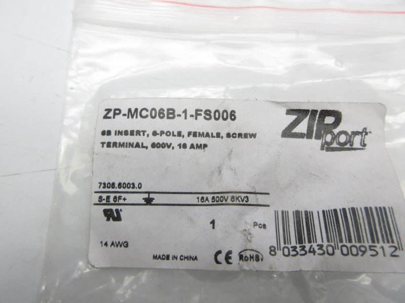 ZIP PORT ZP-MC06B-1-FS006 600V 16A NSMP
