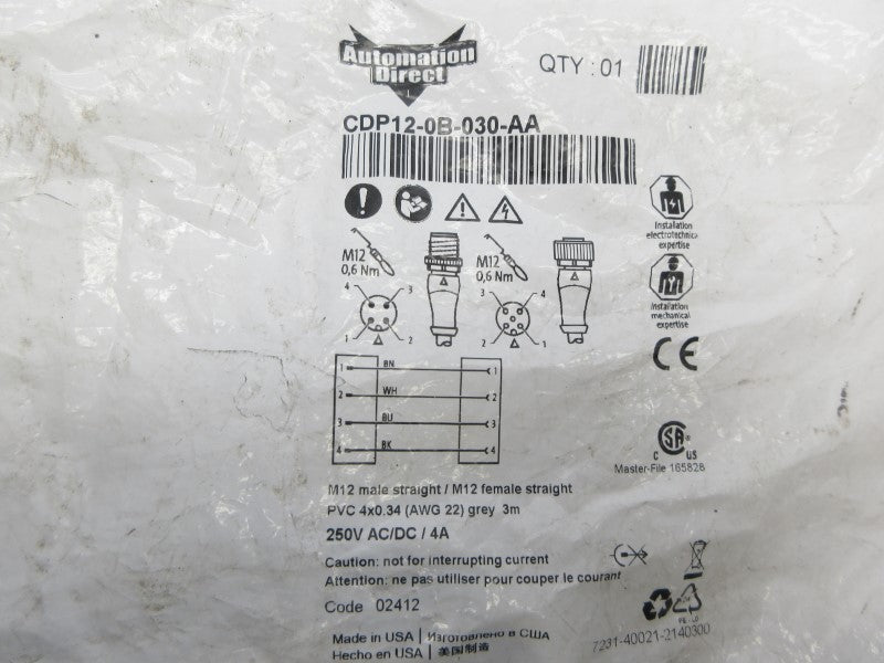 AUTOMATION DIRECT CDP12-0B-030-AA 250VAC/DC 4A NSMP
