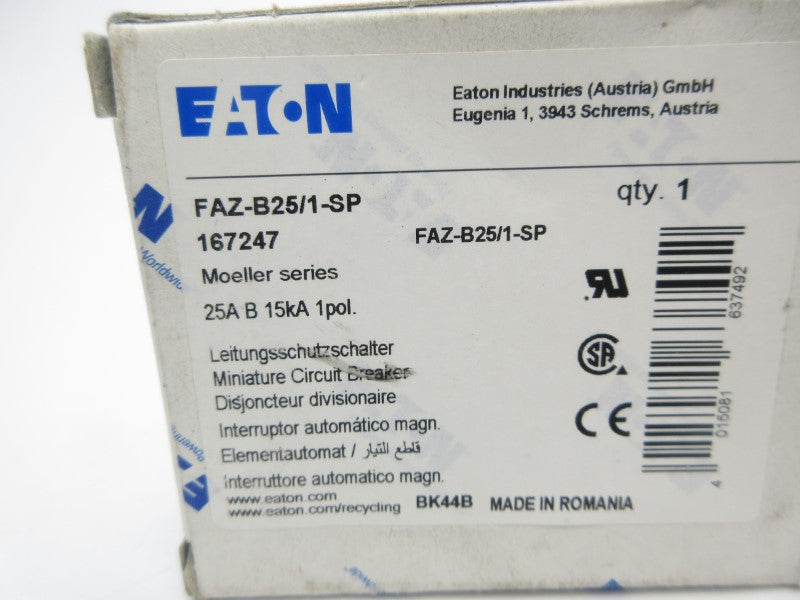 EATON FAZ-B25/1-SP 277VAC 25A NSMP