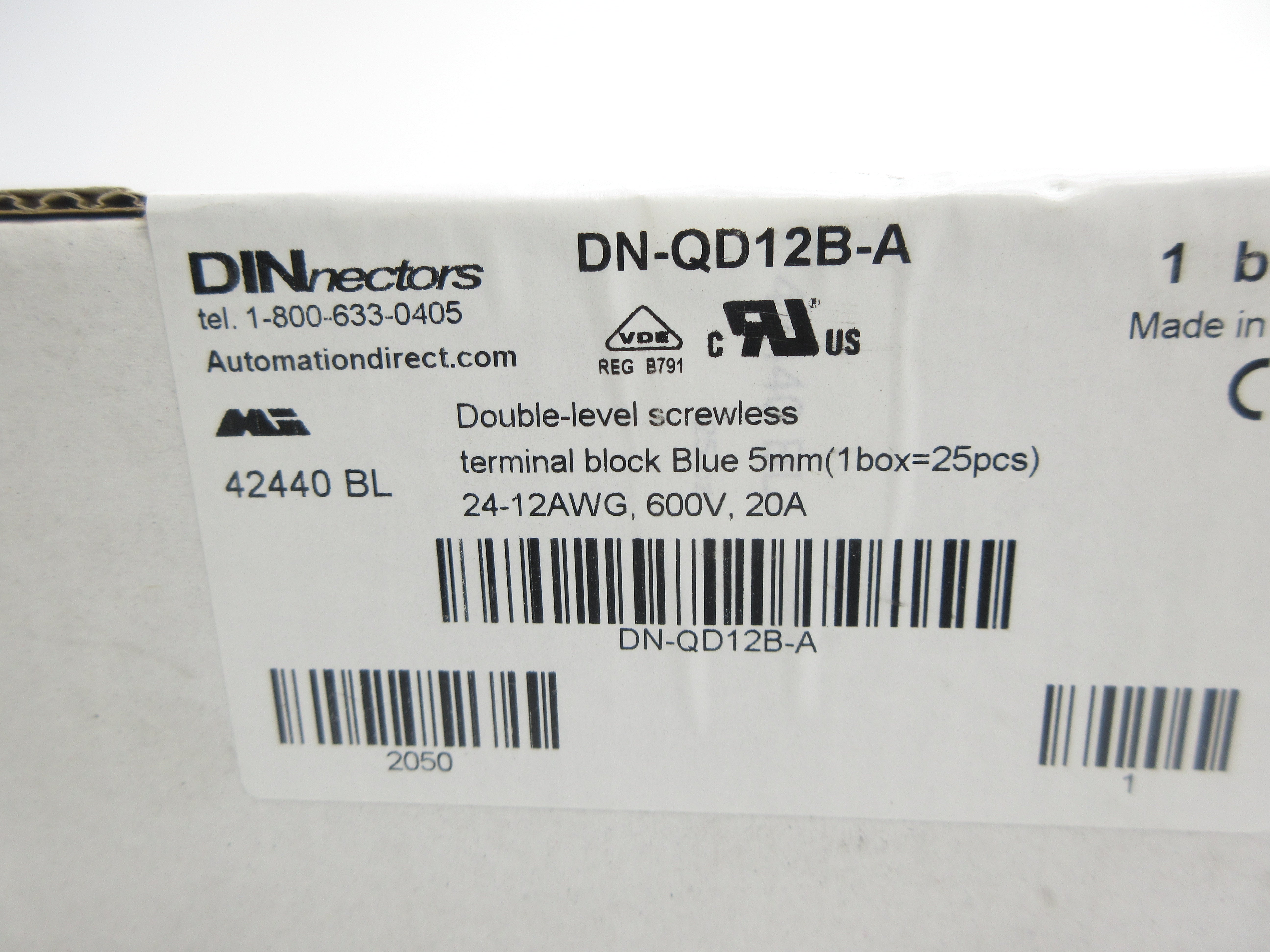 DINNECTORS DN-QD12B-A 600V 20A (PKG OF 25) NSFS