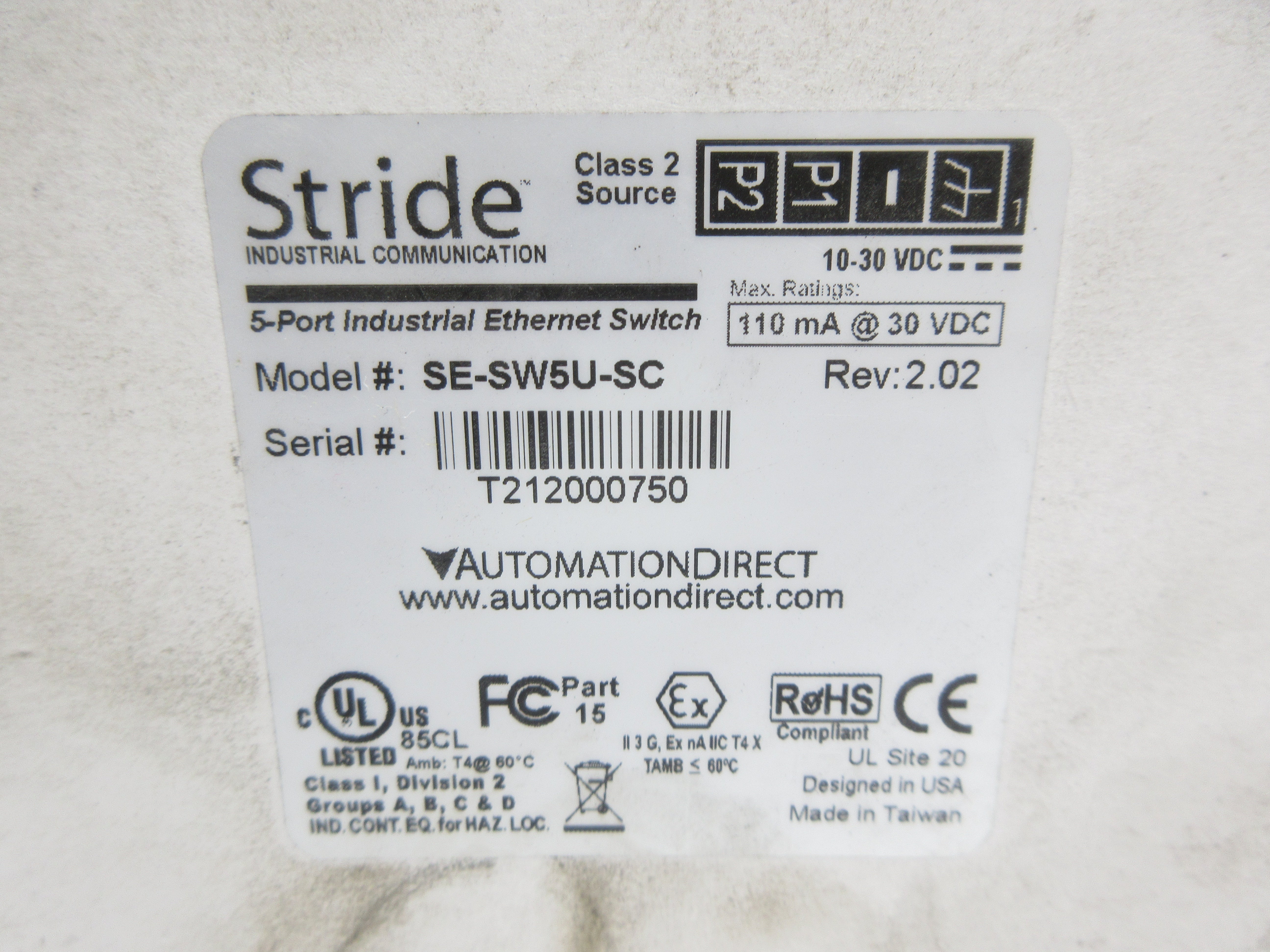 AUTOMATION DIRECT SE-SW5U-SC 10-30VDC REV. 2.02 NSFS