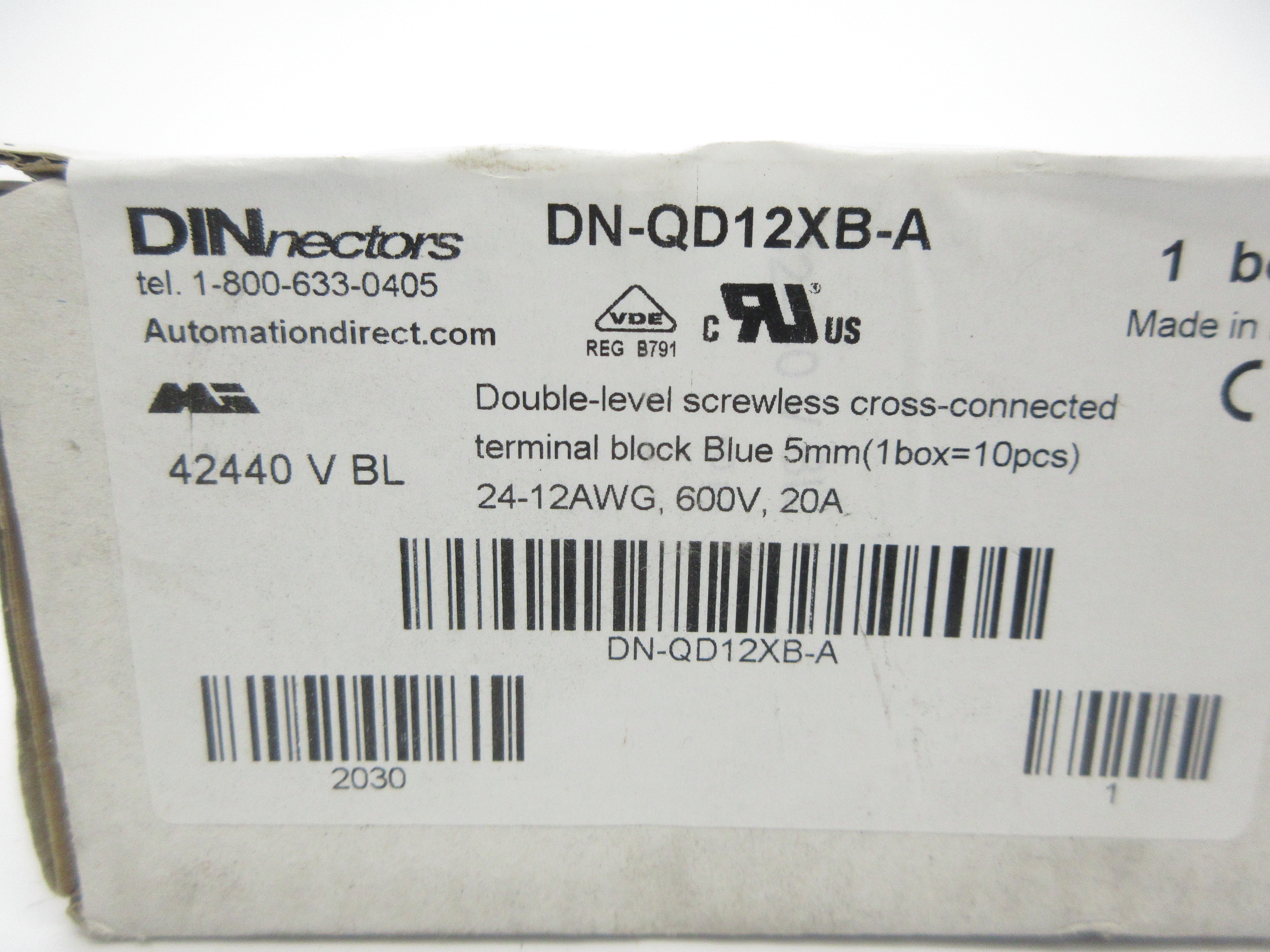 DINNECTORS DN-QD12XB-A 600V 20A (PKG OF 10) NSFS
