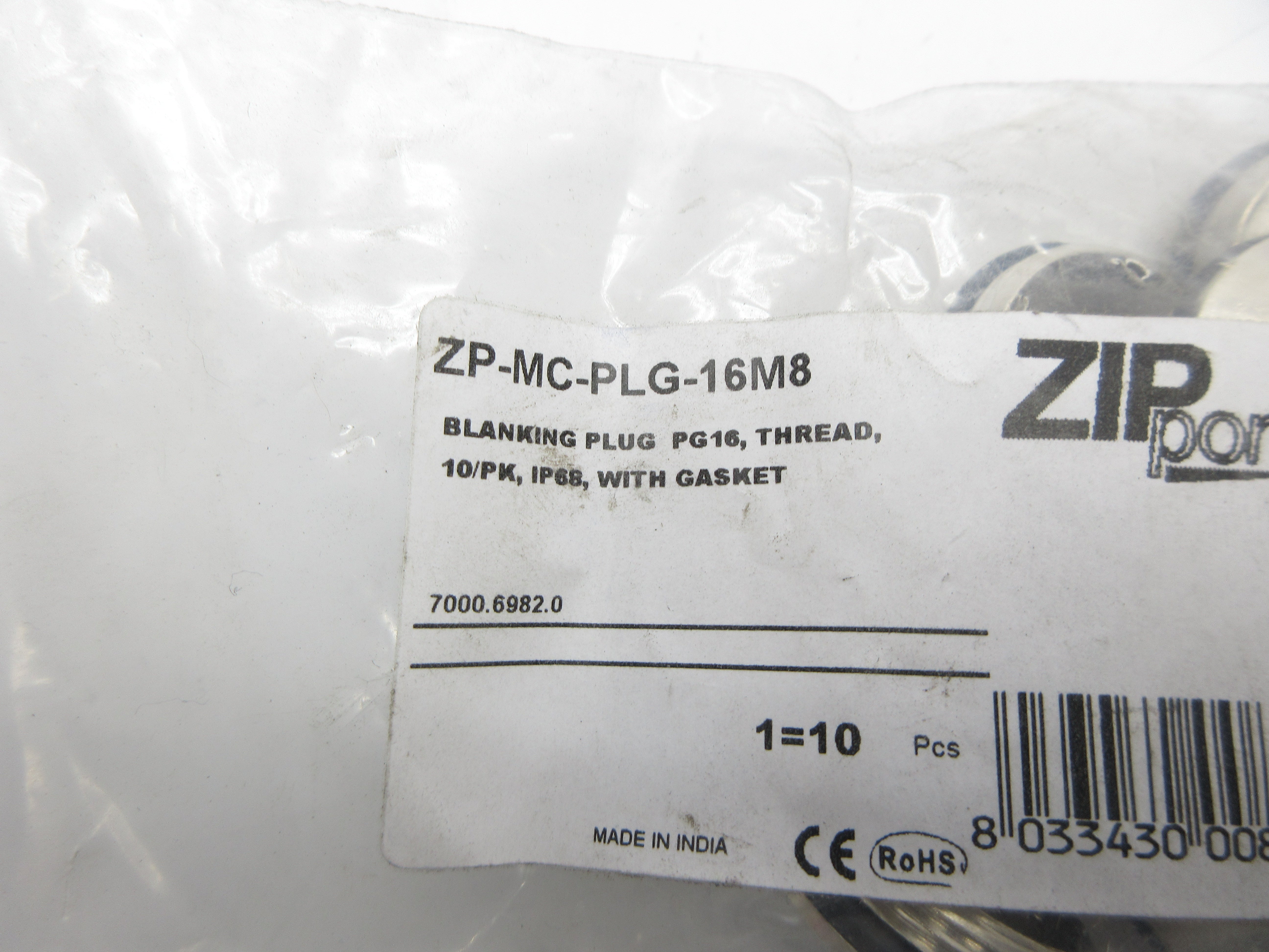 ZIP PORT ZP-MC-PLG-16M8 (PKG OF 10) NSMP