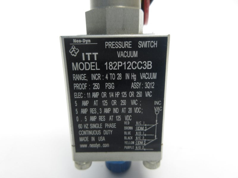 ITT 182P12CC3B 250VAC 11A 250PSI NSNP