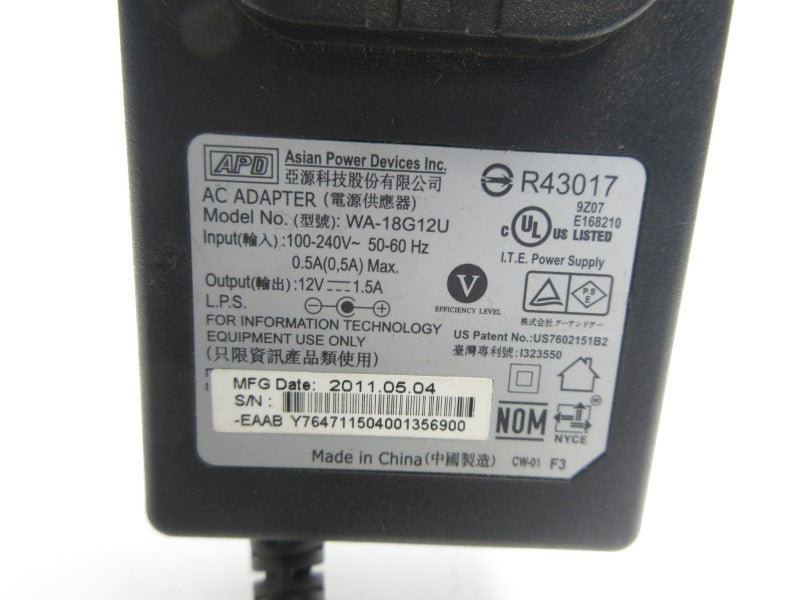 ASIAN POWER DEVICES WA-18G12U 100-240V 0.5A NSNP
