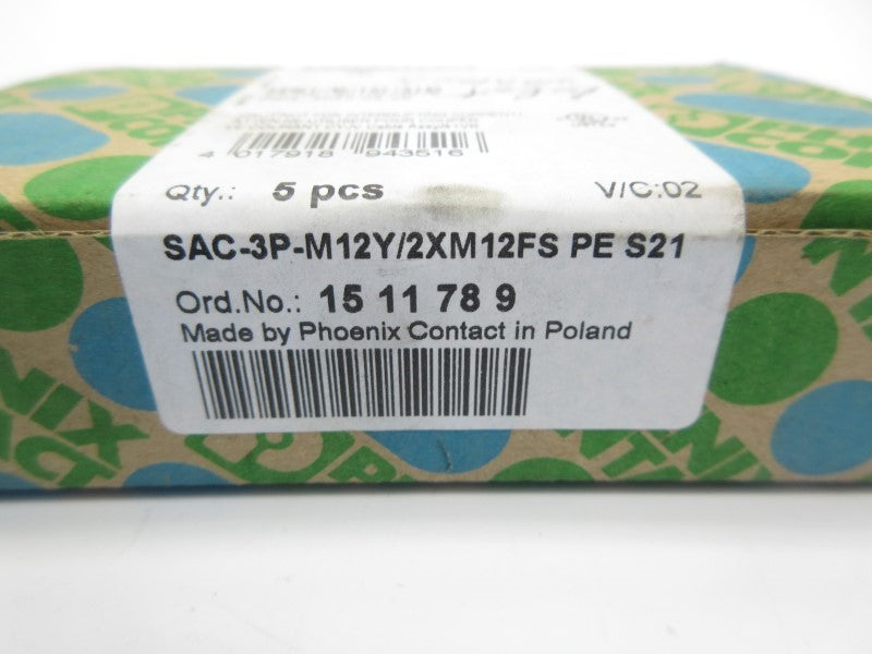 PHOENIX CONTACT SAC-3P-M12Y/2XM12FSPES21 1511789 (PKG OF 5) NSFS