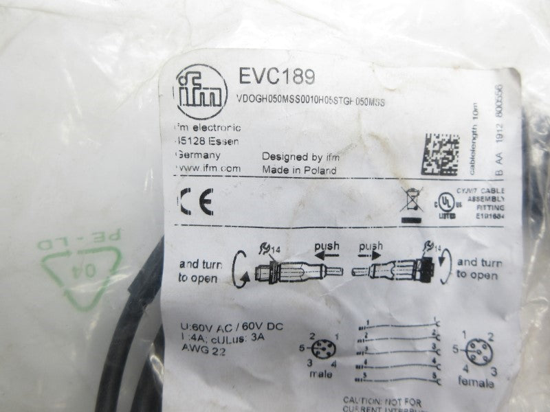 IFM EFECTOR VDOGH050MSS0010H05STGH050MSS EVC189 60VAC 4A NSMP