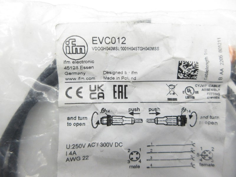IFM EFECTOR VDOGH040MSS0001H04STGH040MSS EVC012 250VAC 4A NSMP