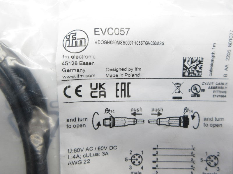 IFM EFECTOR VDOGH050MSS0001H05STGH050MSS EVC057 60VAC 4A NSMP