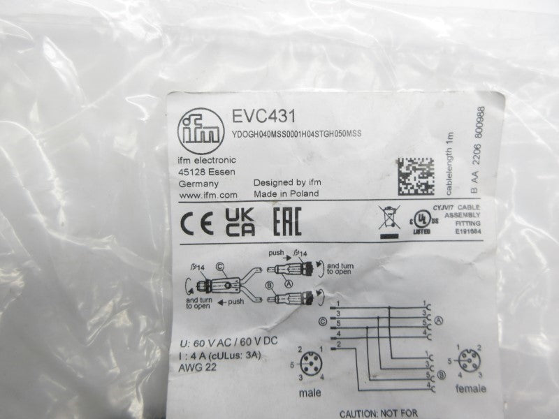 IFM EFECTOR YDOGH040MSS0001H04STGH050MSS EVC431 60VAC/DC 4A NSMP