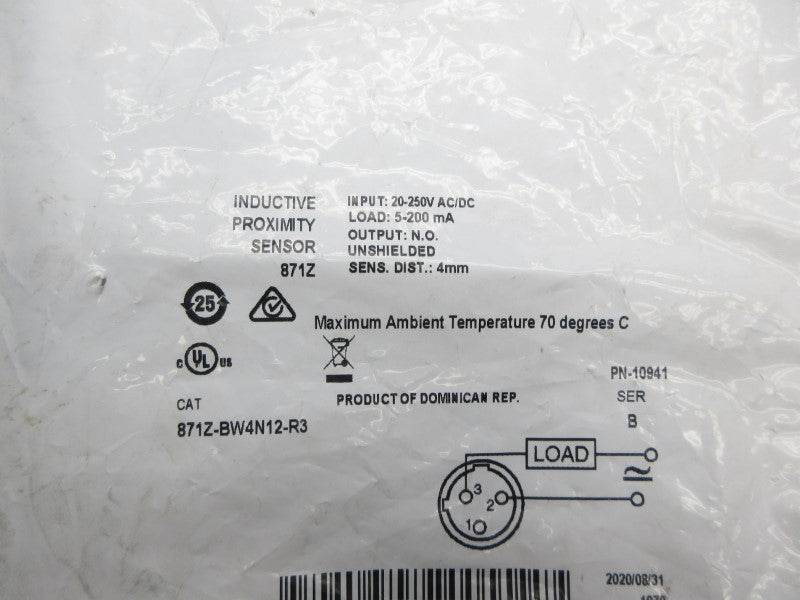 ALLEN BRADLEY 871Z-BW4N12-R3 SER. B 20-250VAC/DC NSMP