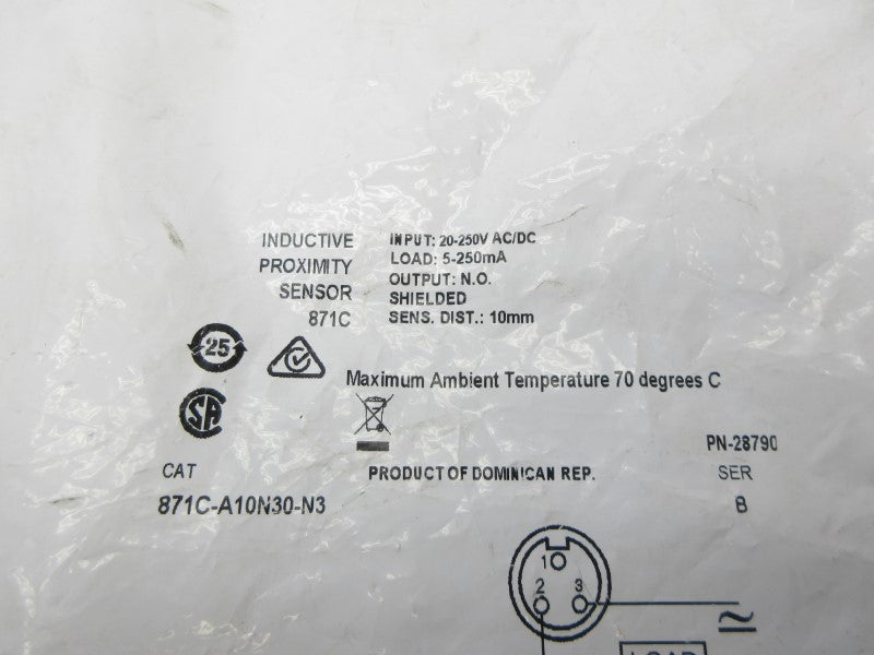 ALLEN BRADLEY 871C-A10N30-N3 SER. B 20-250VAC/DC NSMP