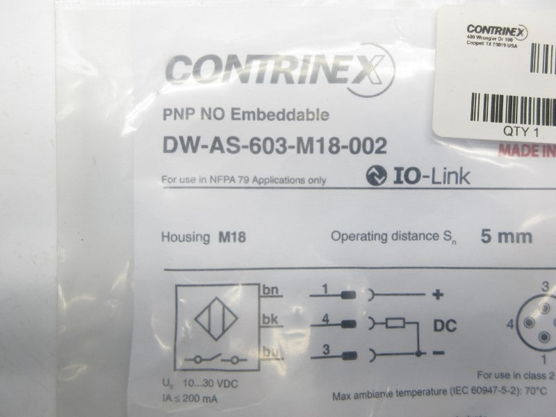 CONTRINEX DW-AS-603-M18-002 10-30VDC NSMP