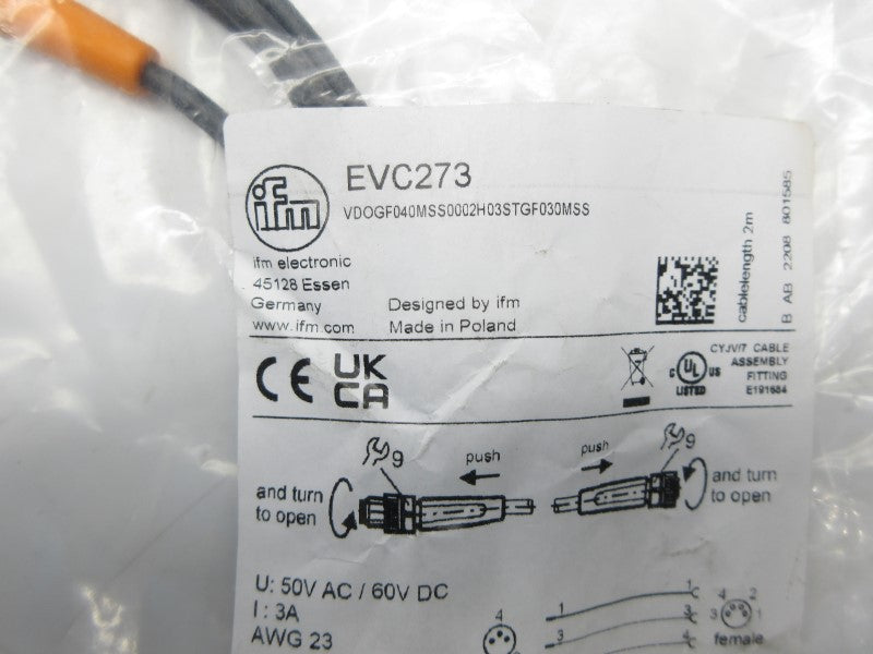 IFM EFECTOR EVC273 VDOGF040MSS0002H03STGF030MSS 50VAC 3A NSMP