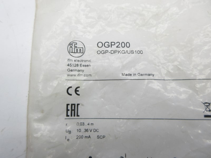 IFM EFECTOR OGP-DPKG/US100 OGP200 10-36VDC NSMP